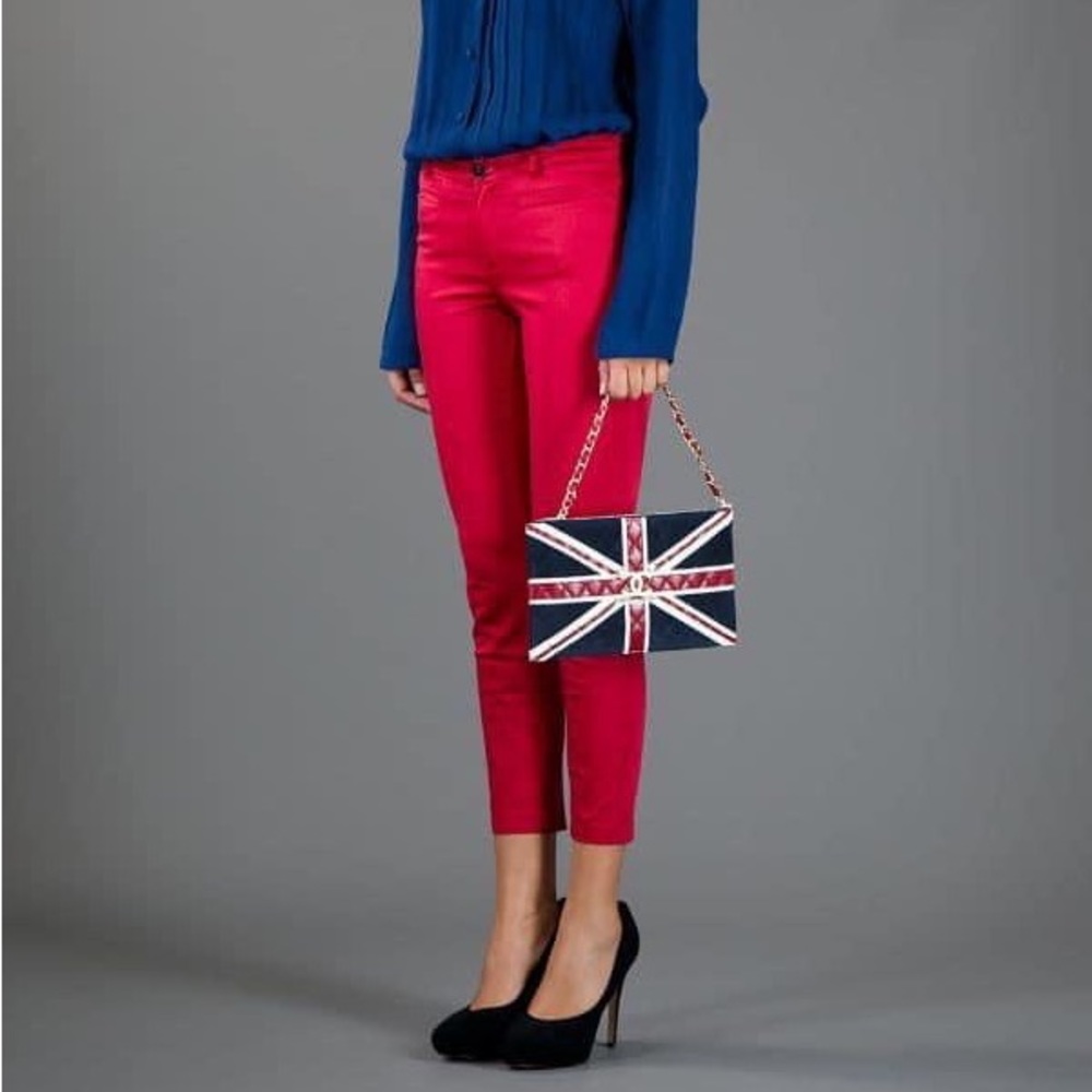 ❌❌ CHANEL Union Jack UK Bag British Flag suede vintage London CC Shoulder/clutch - Picture 4 of 16